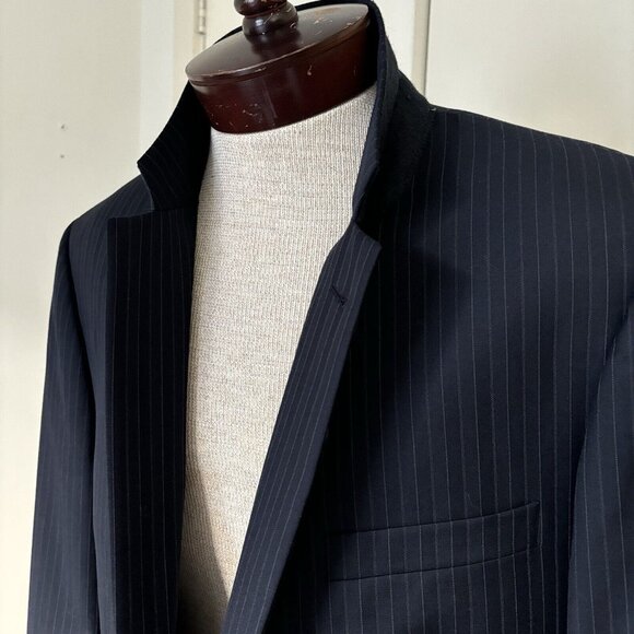 Jos. A. Bank Mens 44L Navy Striped 100% Wool 2 Piece Suit With Dress Pants 38x33 - Picture 1 of 16